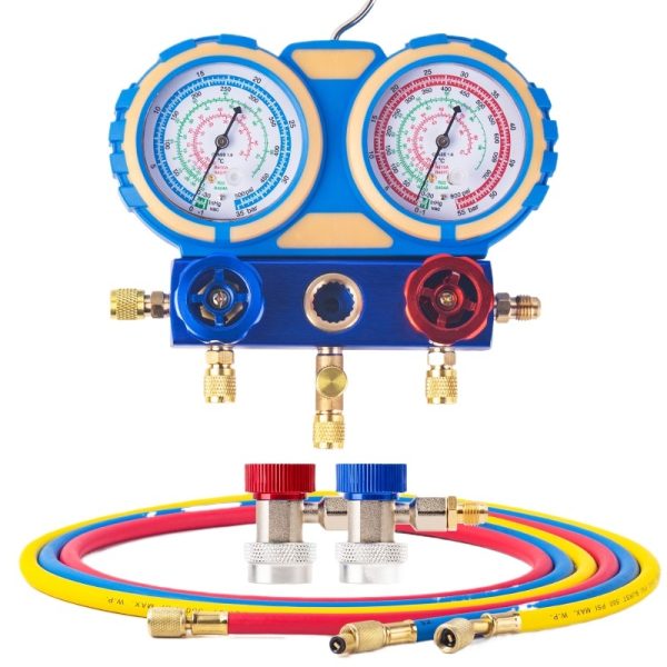 Automotive AC Refrigerant Charging Tool Kit with Vacuum Pump and Manifold Gauge Set for R134a R22 R410a - Image 3