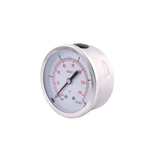 Oil Filled Pressure Gauge 50mm Axial Stainless Steel Case Copper Joint (0-10bar/140psi, 1.6% Accuracy) for HVAC Systems, Replaces YN50CL2 - Imej 3