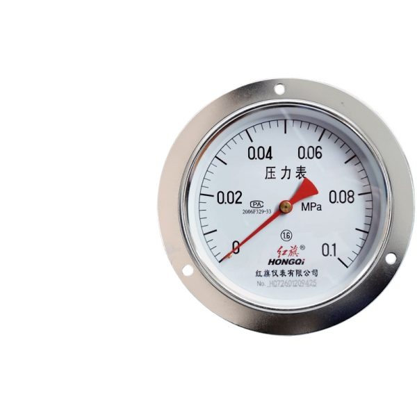 Hongqi Y-150ZT Axial Pressure Gauge with Front Flange Mount, 150mm Dial, Class 1.6 Precision, M20*1.5 Connection