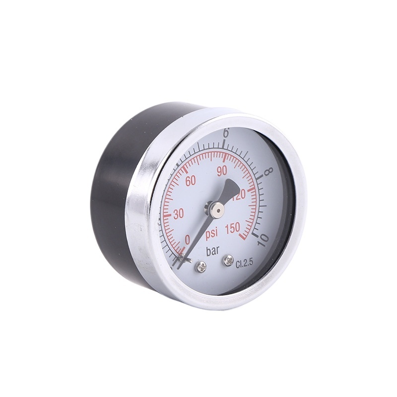 Axial Pressure Gauge 40mm Black Iron Case Plated Ring 0-12bar/psi for General HVAC Systems - Image 2