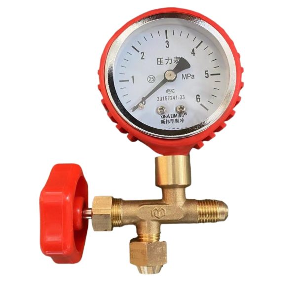 HVAC Pressure Gauge (60 kg, All-Copper Valve, Metric/Imperial Thread) for Central Air Conditioning Systems - Gambar 3