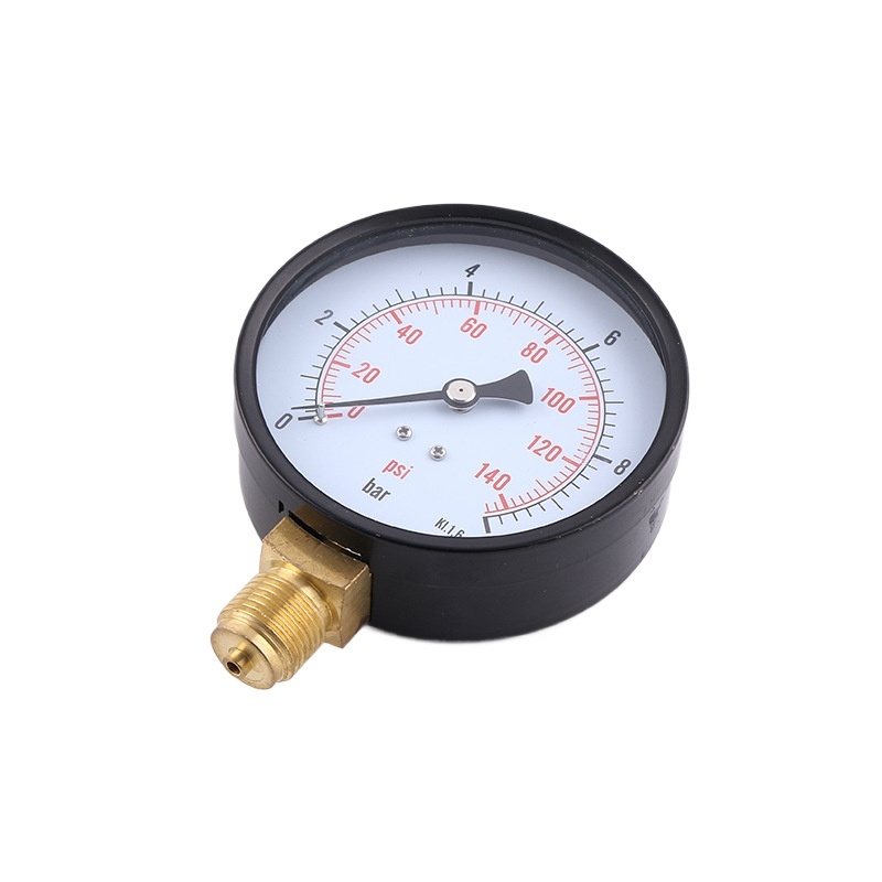 Radial Pressure Gauge 2.5 Inch Black Iron Case Copper Connector 0-10bar/psi (KI 1.6) for HVAC Systems - Image 3