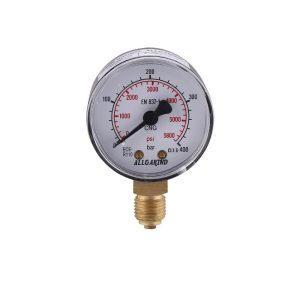 Radial Pressure Gauge 50mm Black Iron Case Copper Joint for Natural Gas CNG ECE-R110 EN 837-1 0-400bar/psi CI.1.6 400