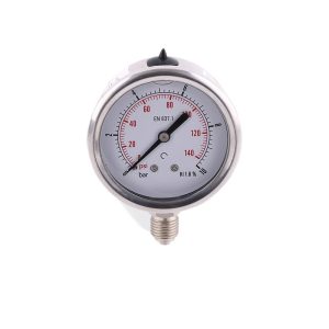 Analog Pressure Gauge YN63SS140P (63mm Diameter, 0-140psi/bar, KI 1.6% Accuracy, Radial Connection, Oil Filled) for HVAC systems Replaces Standard Gauges