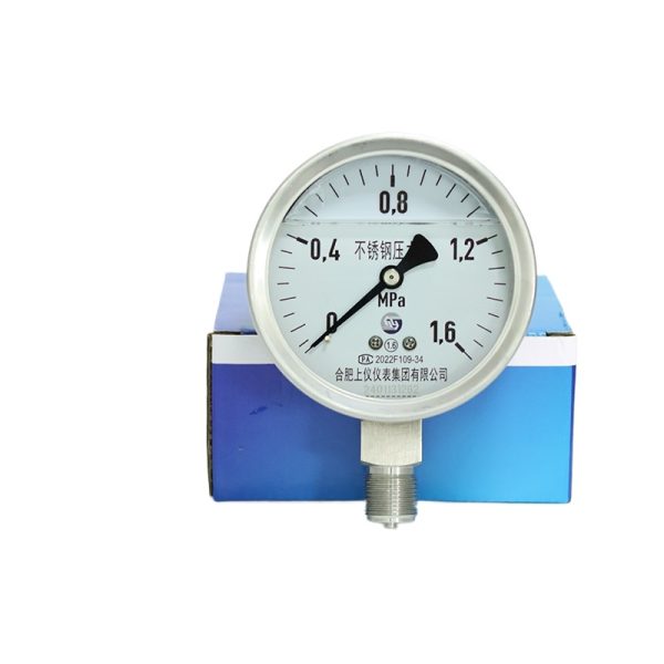 Stainless Steel Pressure Gauge Y-100BFZ 0-1.6MPa Anti-Vibration Anti-Corrosion for Water/Oil/Gas Pressure Systems, Replaces Y-100BFZ