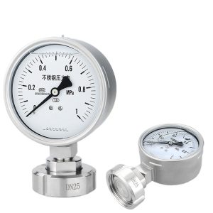 Sanitary Diaphragm Pressure Gauge YTP100BF for Water/Gas/Oil/Liquid Pressure HVAC Systems with Nut Connection DN25/DN40/DN50/SMS38, Stainless Steel German Craftsmanship