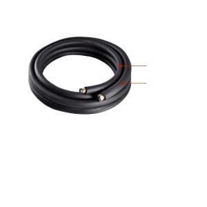 Pure Copper HVAC Refrigeration Line Set (6.35*0.6+9.52*0.6) with Black Rubber Insulation Tube for 1HP Home Inverter AC Systems
