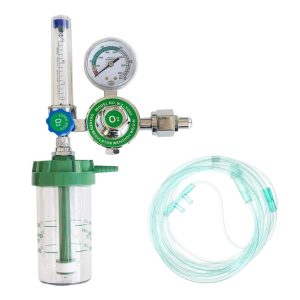 Medical Oxygen Regulator with Flow Meter & Humidifier Bubble Bottle for O2 Tank and Nasal Cannula, Model WX-YQ02