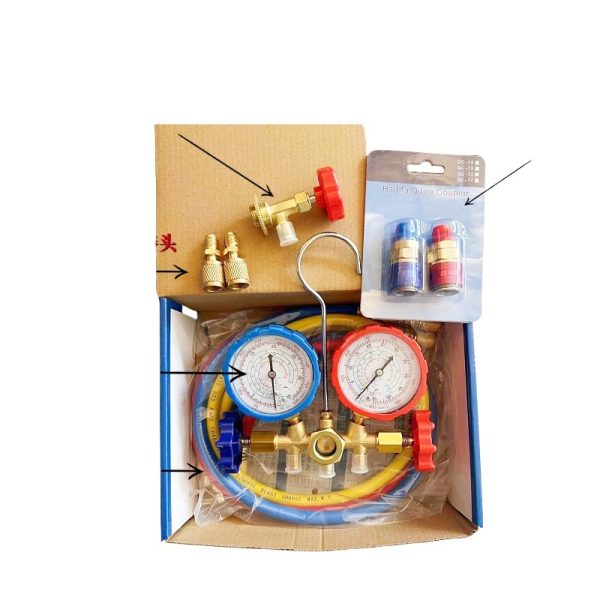 Automotive AC Refrigerant Manifold Gauge Set (R134a, R22, R410, R404 Compatible) with Brass Valve Body and Anti-Vibration Gauge - รูปภาพ 2