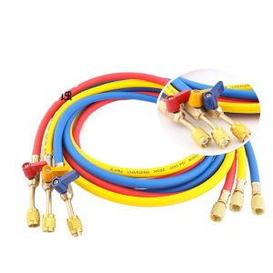 Refrigerant Charging Hoses with Ball Valves (R134a, R22, R410a Compatible) R360 90-Degree Control, Explosion-Proof, Corrosion-Resistant for HVAC/AC Systems