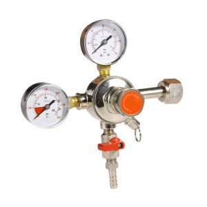 CO2 Beer Regulator Dual Gauge EN562 (0-60PSI, 0-3000PSI) Single Stage for Beer Syrup Beverage Dispenser