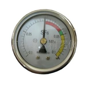 Durable SF6 Pressure Gauge Gas Meter (-0.1~0.1MPA, 1.6 Accuracy, Axial Connection, 52 D) for Charging Cabinets