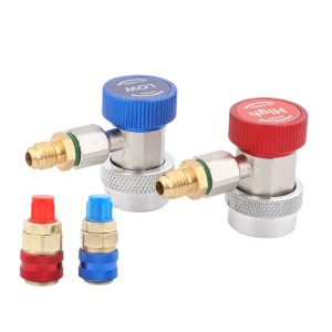 Adjustable R134a/R1234yf High/Low Pressure Quick Coupler HVAC Fluorine Charging Adapter with Brass Fitting for Automotive AC Refrigeration