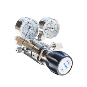 MAYI Dual-Stage Stainless Steel Pressure Reducer (0-2.5 MPa Outlet, 50 L/min Flow) for Oxygen Nitrogen Hydrogen Chlorine Gas