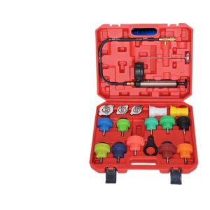 18PC Automotive Radiator Pressure Tester Kit with Hand Pump Gauge for Cooling System Leak Detection