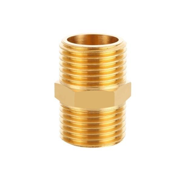 Full Brass Male Thread Straight Connector Extension Adapter (1/2-inch to 1-inch) for Water Pipe Fittings