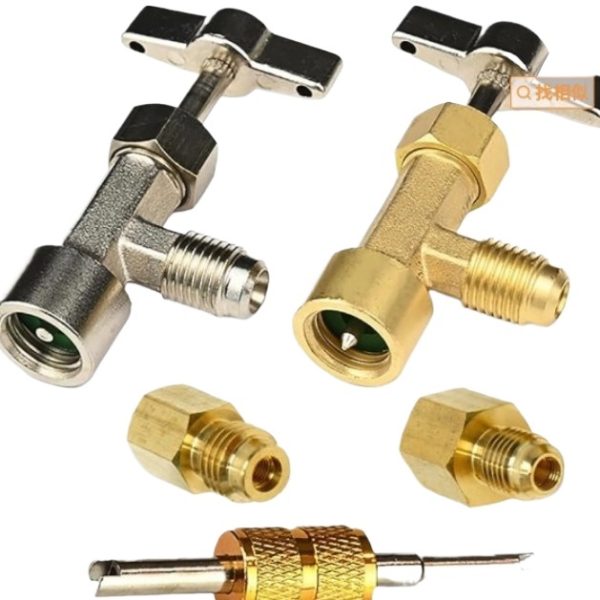 R134a AC Refrigerant Dispenser Valve with Tap and Tank Adapter R134, 1/2-inch ACME Connectors