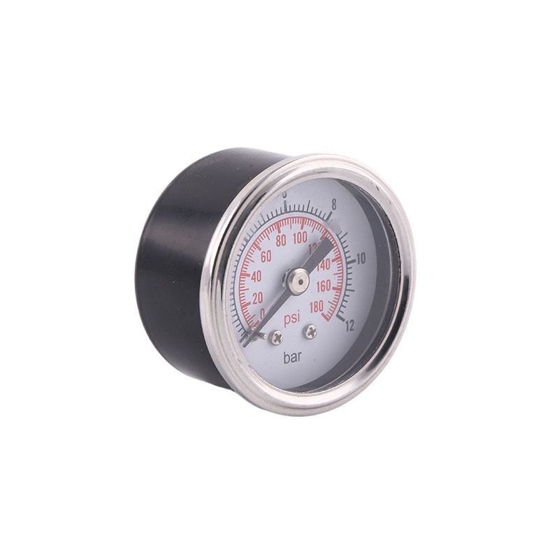Axial Pressure Gauge 40mm Black Iron Case Rolled Edge Standard Pressure Meter (0-12 bar/psi) for HVAC Systems - Image 2