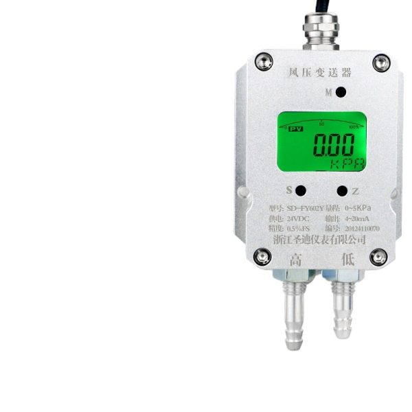 Differential Pressure Transmitter SD-FY602Y (0-5KPa, 24VDC, 4-20mA, 0.5%FS) for Duct, Static Pressure, and Negative Pressure Systems