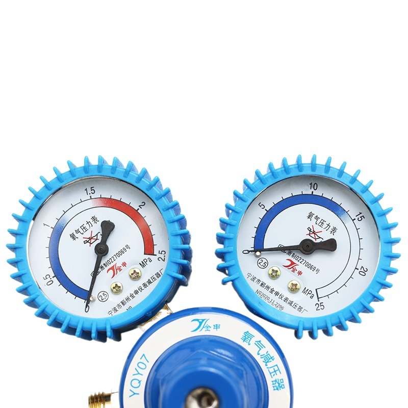 Full Copper Shockproof Oxygen Pressure Reducer YQY07-C with Cover Pressure Gauge 0-15MPA for Industrial Gas Applications - Image 3