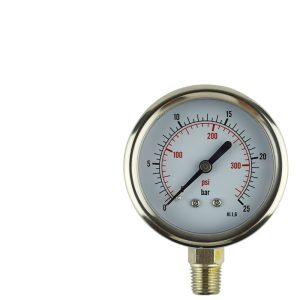 Vacuum Pressure Gauge Y63 Radial Oil-Filled Pressure Gauge (psi/bar Range) for Oil, Gas, Liquid, Water Measurement
