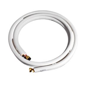 White Embossed 3P Insulated Copper Pipe Air Conditioner Refrigeration Connection Tube for HVAC System Repair & Maintenance, 9.52x0.6mm + 15.88x0.7mm