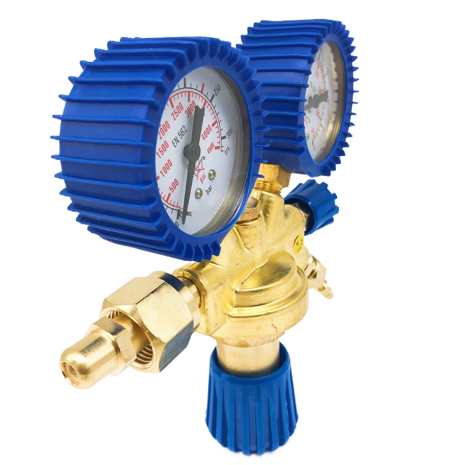 Full Brass Europe Style Oxygen Nitrogen Argon CO2 Pressure Regulator CGA540 with Dual Gauges for Welding - Image 2
