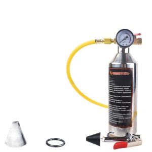 Automotive AC System Flushing Cleaning Kit with Pressure Gauge and Safety Relief Valve for HVAC Maintenance
