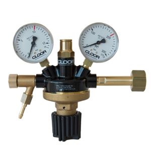 GLOOR Industrial Gas Pressure Reducer (CO2 Regulator) with Dual Gauges 0-16 bar / 0-315 bar for Carbon Dioxide Applications
