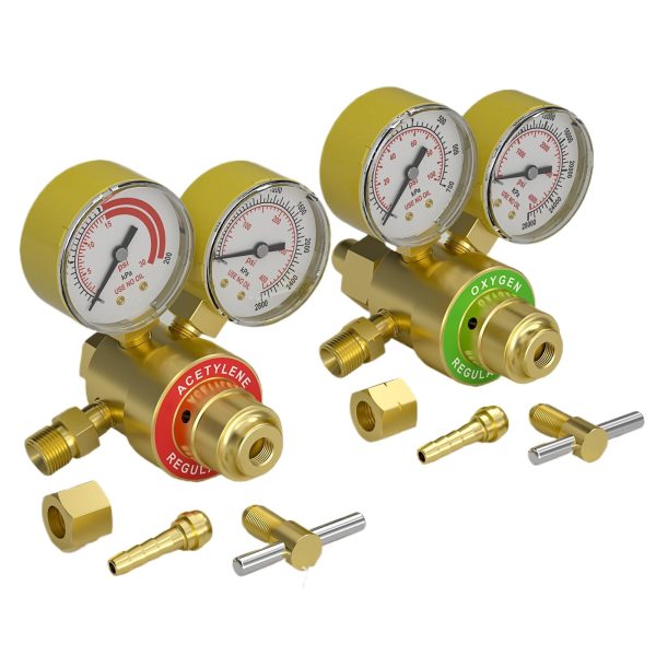 Oxygen Pressure Regulator Gauge Valve (0-1 MPa, CGA540 Inlet) Durable Copper for Welding & Cutting, Compatible with Gas Cylinders - Gambar 3