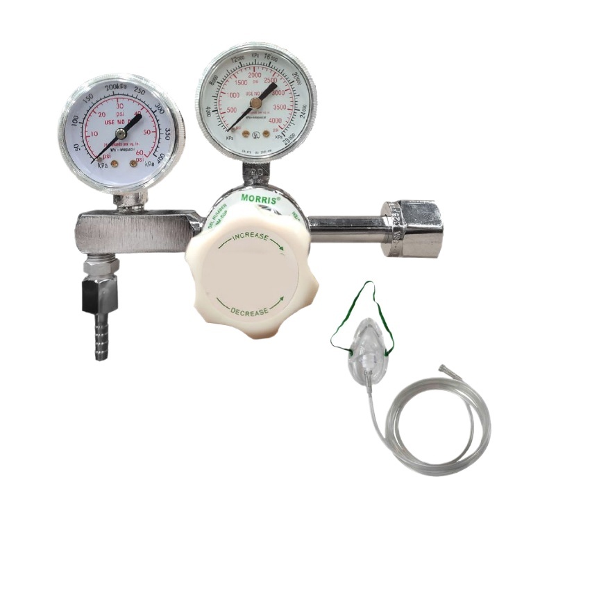 Medical Oxygen Regulator Flow Meter Pressure Gauge with Humidifier Bottle and Nasal Cannula for Oxygen Cylinder - Image 3