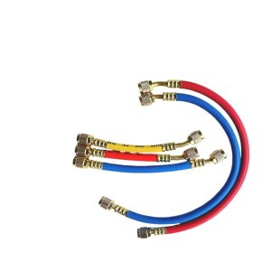 Refrigerant Charging Hoses Kit (Brass Connectors, Anti-Explosion, Pressure Resistant) for R22/R134a HVAC Systems, 15cm-50cm Length Options