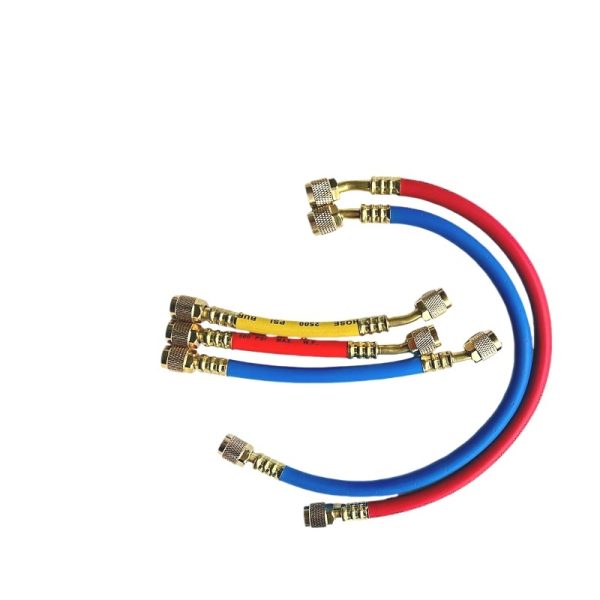 Refrigerant Charging Hoses Kit (Brass Connectors, Anti-Explosion, Pressure Resistant) for R22/R134a HVAC Systems, 15cm-50cm Length Options