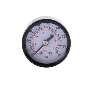 Axial Pressure Gauge with Copper Connector (40mm, 0-6bar/psi Dual Scale, Black Iron Shell) for General Use, Replaces 113