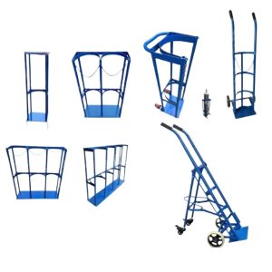 Industrial Gas Cylinder Hand Truck (Single/Double Bottle) Dolly Cart for 40L Oxygen/Nitrogen Cylinders
