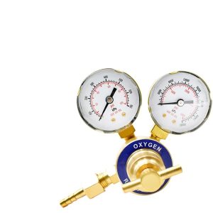 Industrial Oxygen Gas Pressure Regulator OR4-01 with Dual Gauges 0-700 kPa / 0-28000 kPa for Welding/Cutting Applications