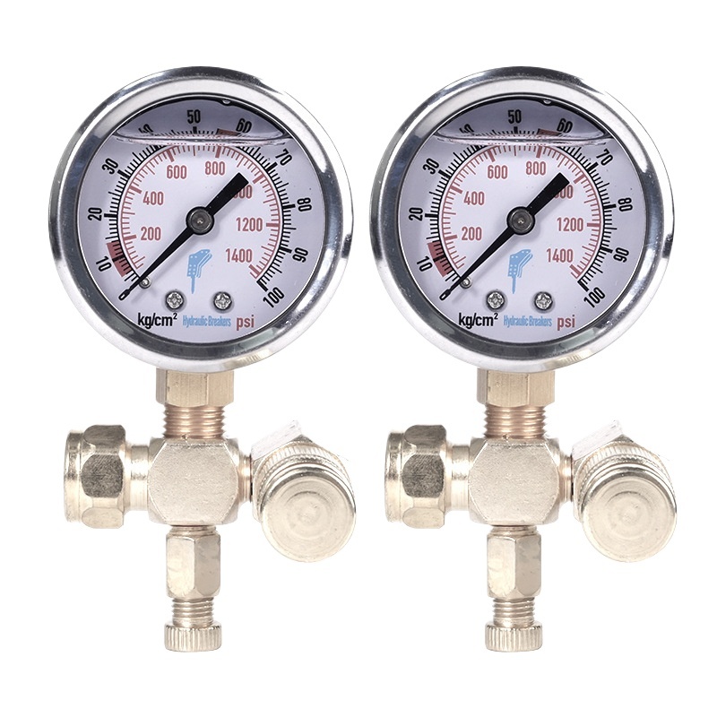 Hydraulic Breaker Nitrogen Pressure Gauge (0-1400 PSI / 0-100 kg/cm²) with Inflation Tool and Hose for Breaker Equipment - Image 2