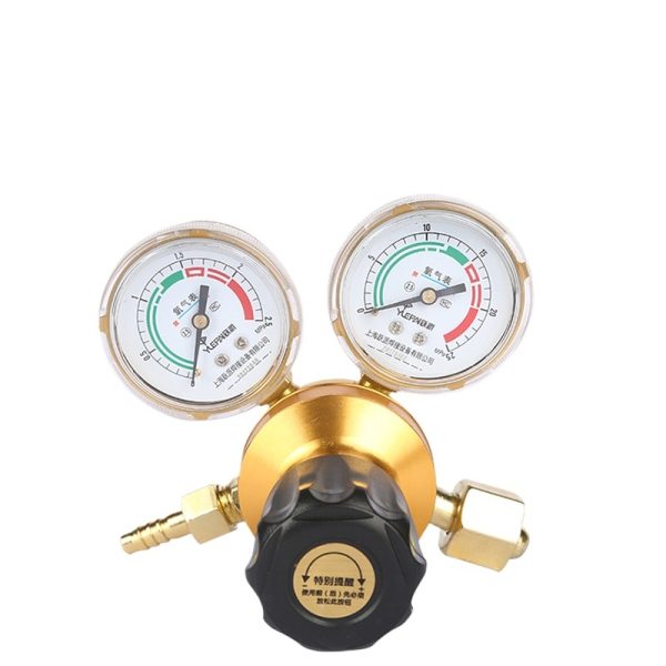 YLEPA Flat Base Oxygen Pressure Regulator Gauge for Welding & Cutting, Shockproof High Pressure Reducer Valve - Imej 3