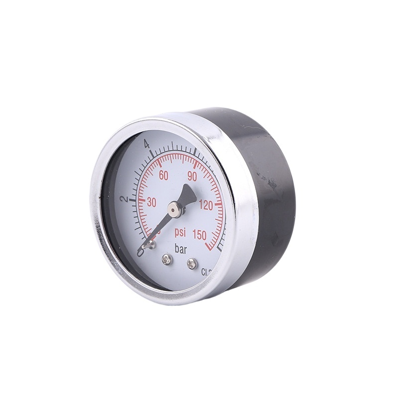 Axial Pressure Gauge 40mm Black Iron Case Plated Ring 0-12bar/psi for General HVAC Systems - Image 3
