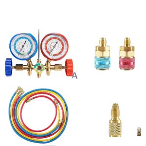 R22 R134A R410A Refrigerant Diagnostic Manifold Gauge Set with Charging Hoses and Quick Coupler for HVAC AC System