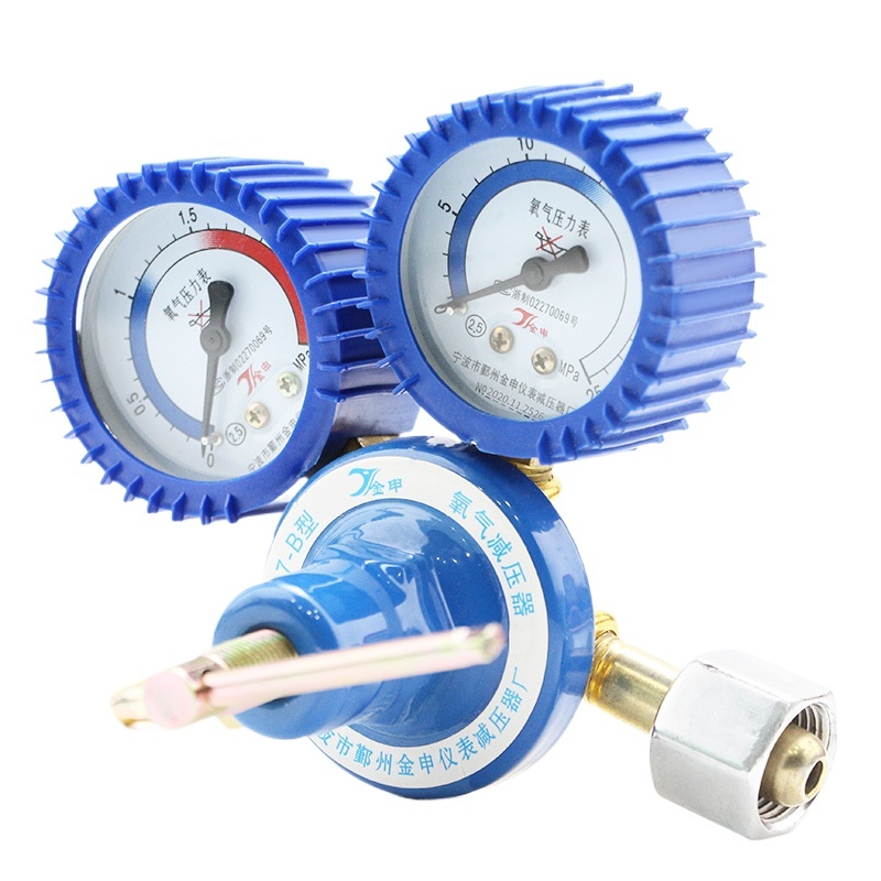 Oxygen Pressure Reducer with Threaded Sleeve, Alloy Body, Single-Stage Structure, Dual Pressure Gauges (0-1.5 MPa & 0-25 MPa), Model YQY07-B for Industrial Gas Applications - Image 3