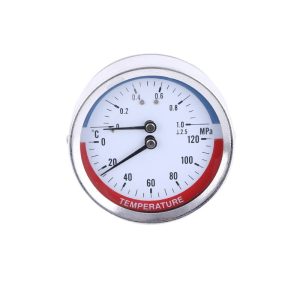 Axial Temperature Pressure Gauge 80mm Diameter 0-1 Mpa 0-120C for HVAC Systems Replaces WYZ80