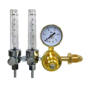 Dual Tube Argon CO2 Flow Meter Regulator with Pressure Gauge (0-25 MPa) for Welding and Gas Applications, Replaces WQ-01