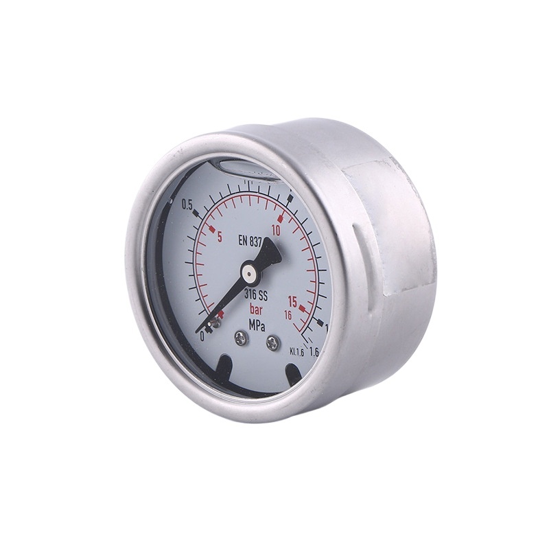 Axial All-Steel Welded Pressure Gauge 63mm (2.48in) Diameter with 316 SS Case, 0-1.6MPa (0-16bar) Range, EN 837-1 Compliant, KL.1.6 Accuracy for HVAC Systems - Image 3