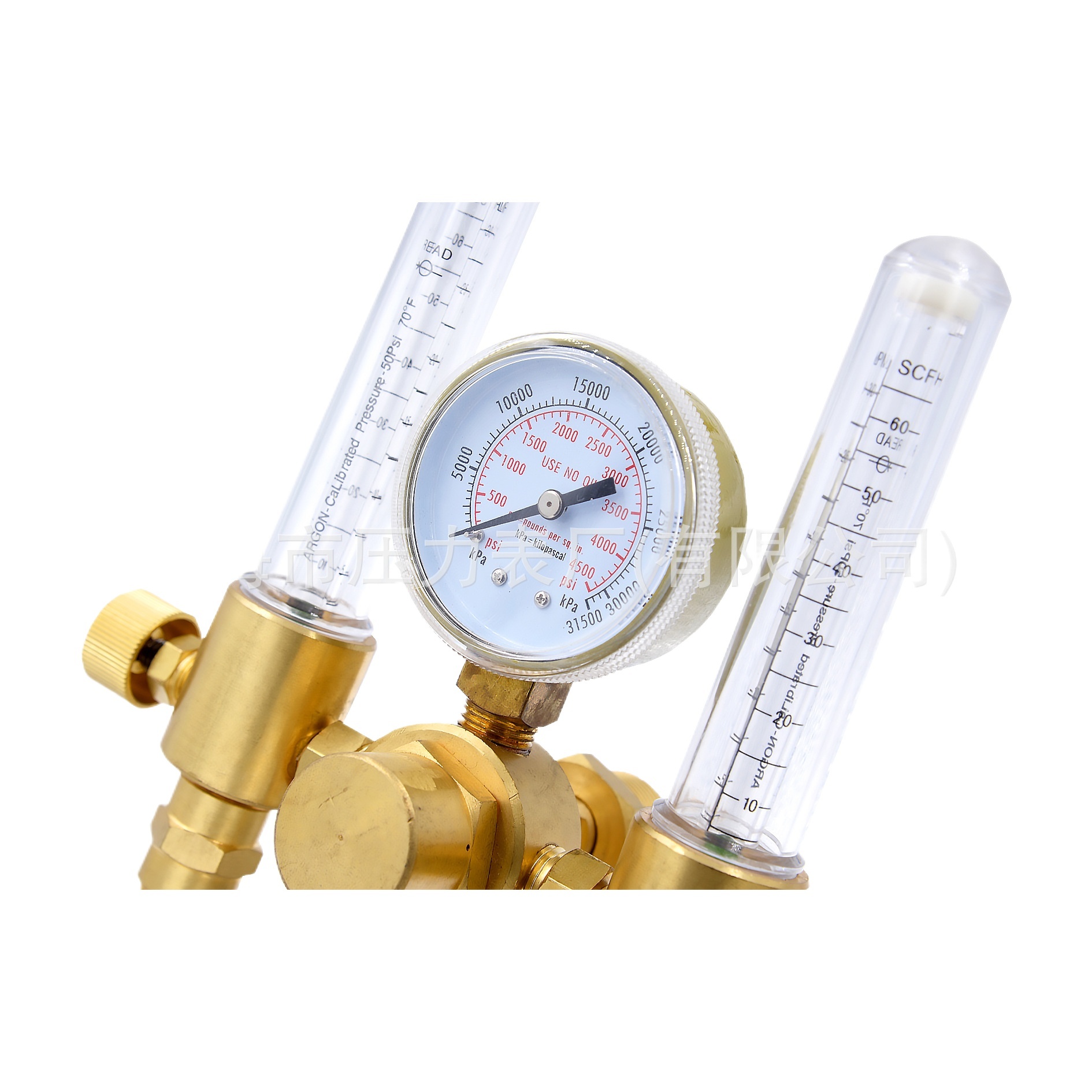 Dual Output Argon Gas Regulator (YJ-05A-1) with Dual Flow Meters and Pressure Gauge, 0-0.4 MPa Outlet Pressure, 30L/min Flow Rate, Brass Construction for MIG/TIG Welding Applications - Image 3