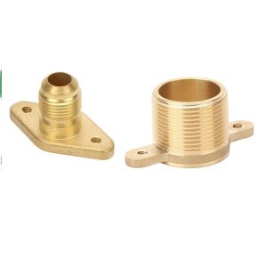 Brass Flange Port External Thread Connector with Mounting Ears for HVAC Systems (Multiple Sizes)