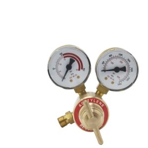 Mini Acetylene Pressure Regulator (0-30 psi/0-200 kPa, 0-400 psi/0-2800 kPa Dual Gauges) for Acetylene Cylinders