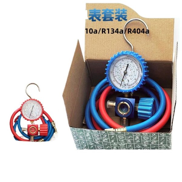 Refrigerant Manifold Gauge Set 466 High Low Pressure Single Gauge + 2 Hoses for R22 R410a R134a R404a