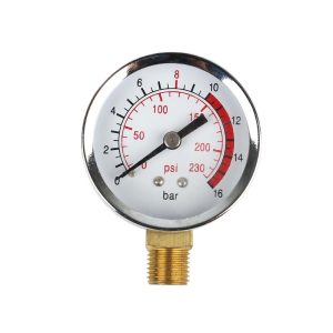 九信 50mm Radial Pressure Gauge (0-16 bar/0-230 psi) for HVAC Water Purification Systems, with Brass Connection