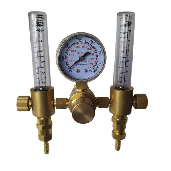 Full Brass Dual Flow Argon & CO2 Gas Regulator CGA580 for TIG Welder with Double Output Flowmeters - 이미지 2